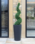 Artificial Buxus Spiral Topiary in Tall Black Planter