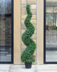 Artificial Buxus Spiral Topiary in Black Planter