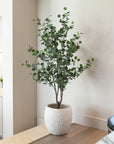 Artificial Eucalyptus Tree UV/IFV in Royal White Stone Planter