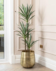Artificial Yucca Tree UV/IFV in Gold Metal Planter