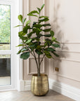 Artificial Fiddle Fig UV/IFV in Gold Metal Planter