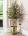 Artificial Olive Tree UV/IFV in Gold Metal Planter