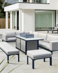 Alderley Aluminium Corner Beige Dining Set with Fire Pit