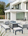 Alderley Aluminium Corner Beige Dining Set with Fire Pit