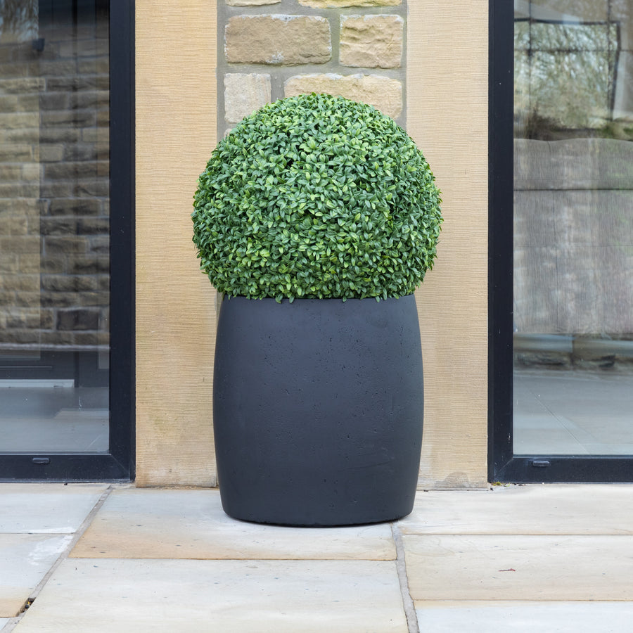 Grigio Black Cylinder Stone Planter Outdoor/Indoor