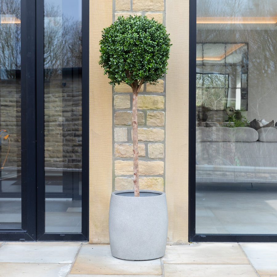 Grigio Grey Cylinder Stone Planter Outdoor/Indoor