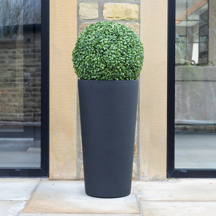 Grigio Black Tall Vase Stone Planter Outdoor/Indoor