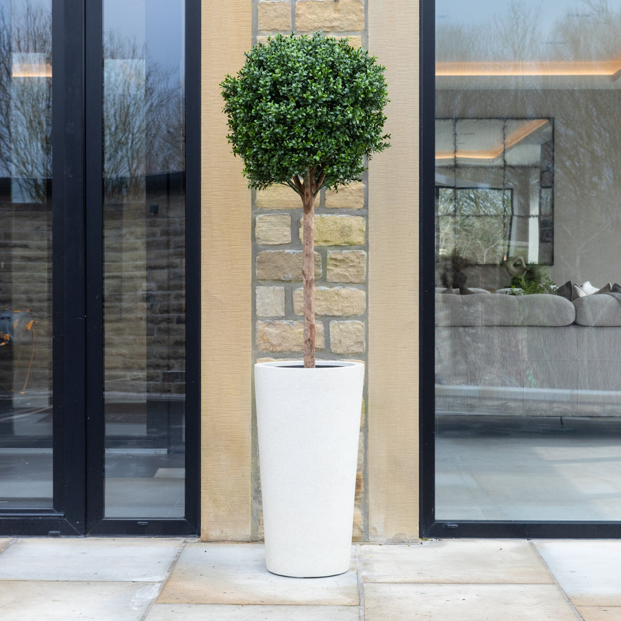 Grigio White Tall Vase Stone Planter Outdoor/Indoor