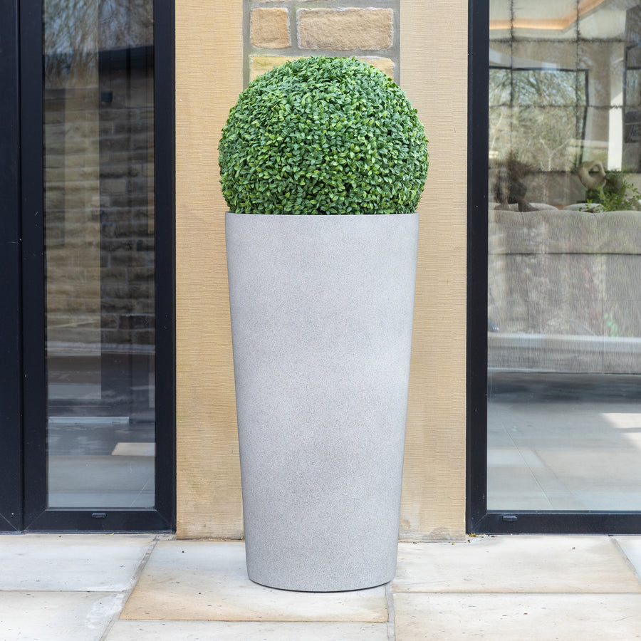 Artificial Buxus Ball Topiary in Grey Tall Planter