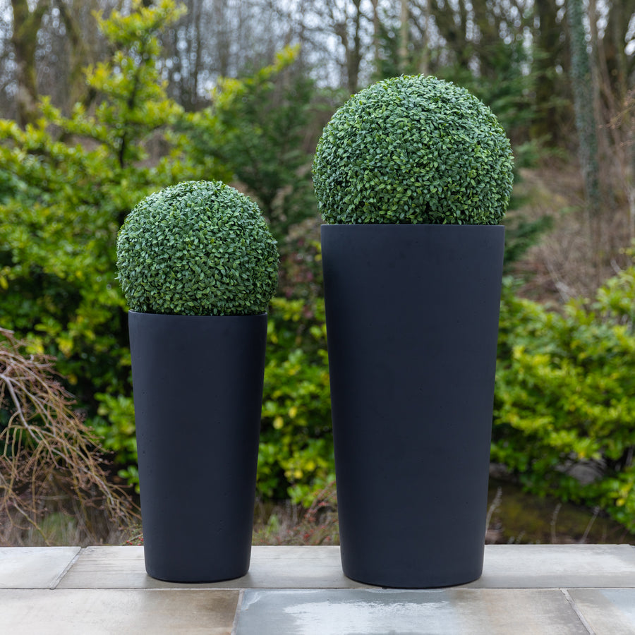 Artificial Buxus Ball Topiary in Grey Tall Planter