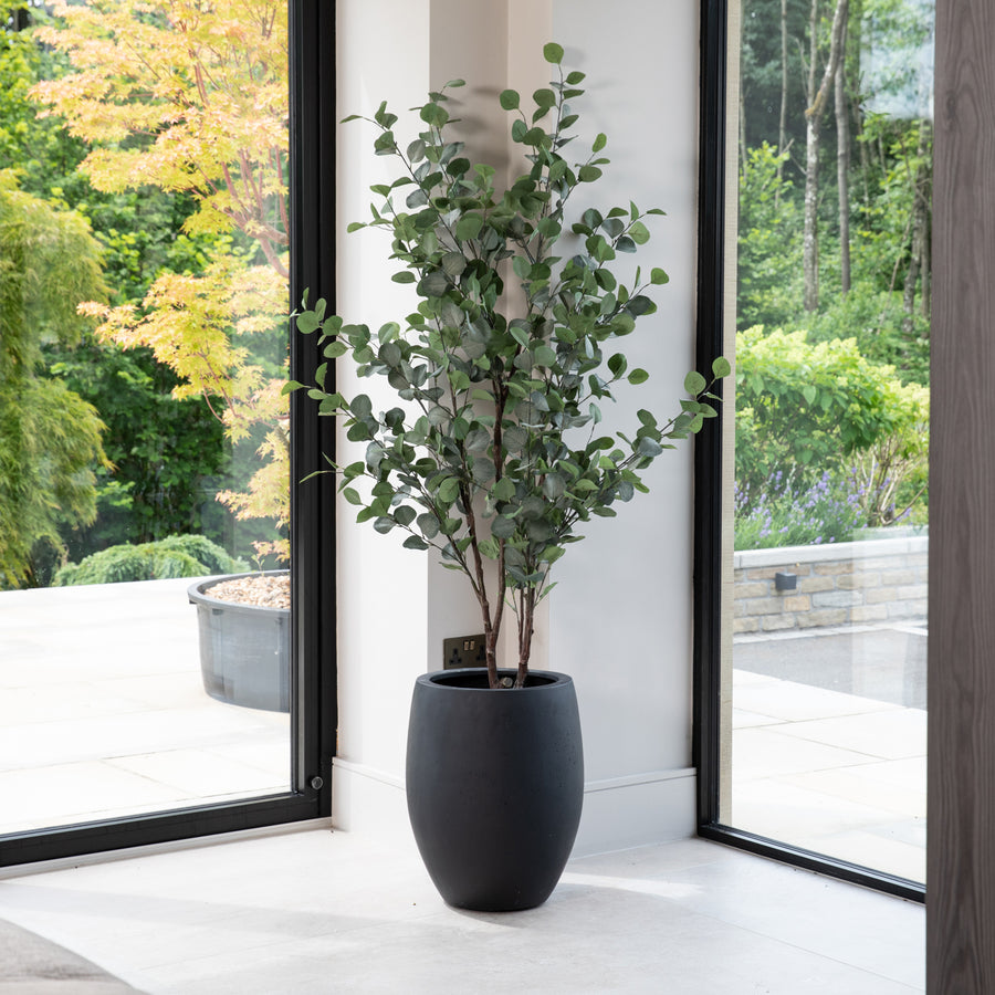 Artificial Eucalyptus Tree UV/IFV In Black Planter