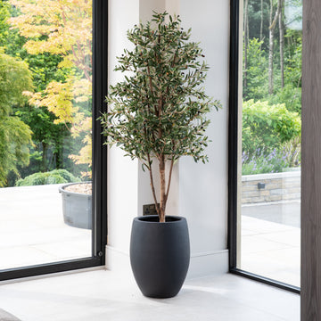 Artificial Olive Tree UV/IFV in Black Planter