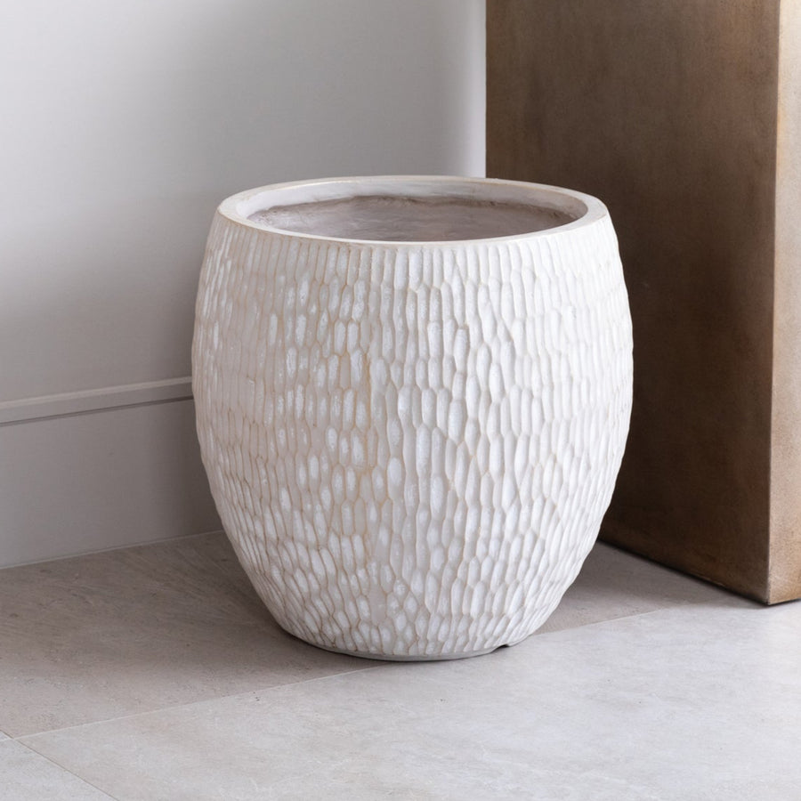 Artificial Eucalyptus Tree UV/IFV in Royal White Stone Planter