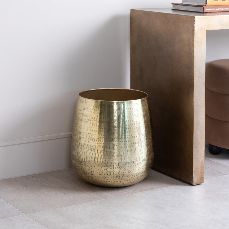 Artificial Bird Of ParaDise Tree UV/IFV in Gold Metal Planter