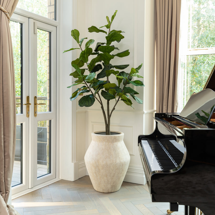 Artificial Fiddle Fig Tree UV/IFV in Fleuri Beige Planter