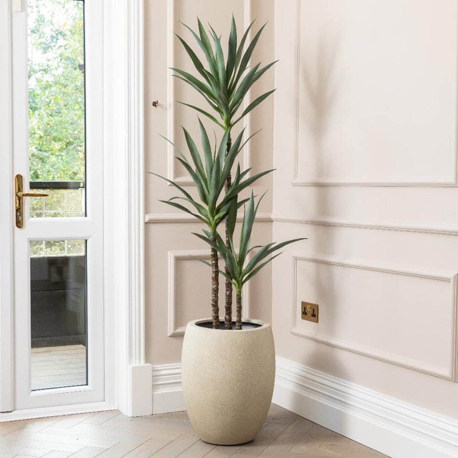 Artificial Yucca Tree UV/IFV in Antique White Planter