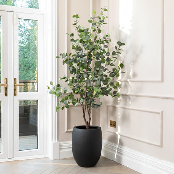 Artificial Eucalyptus Tree UV/IFV In Black Planter