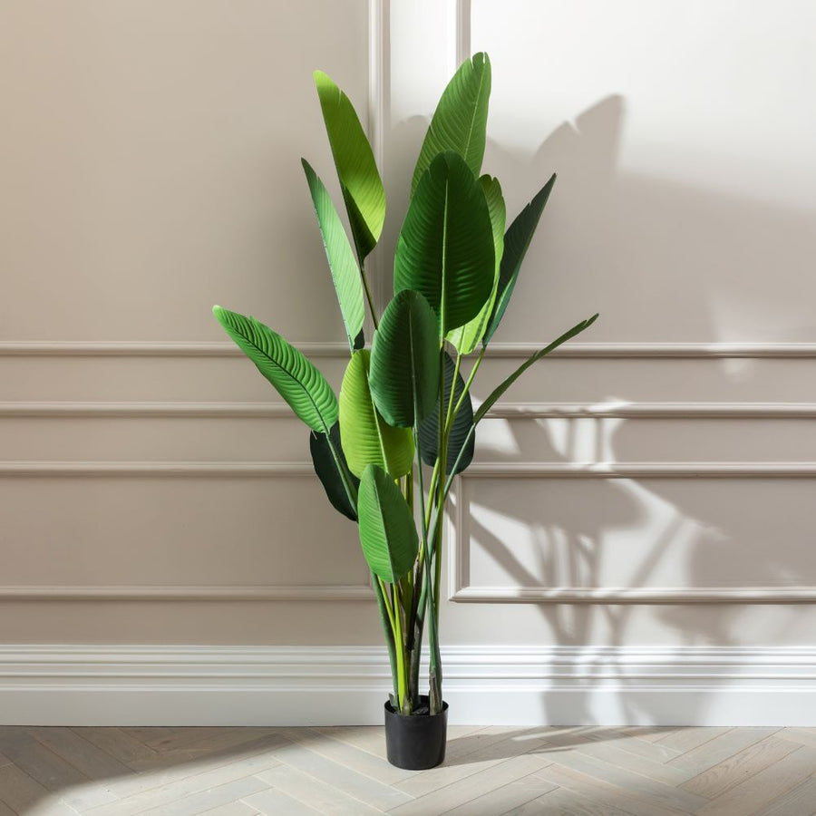 Artificial Bird Of ParaDise Tree UV/IFV in Gold Metal Planter