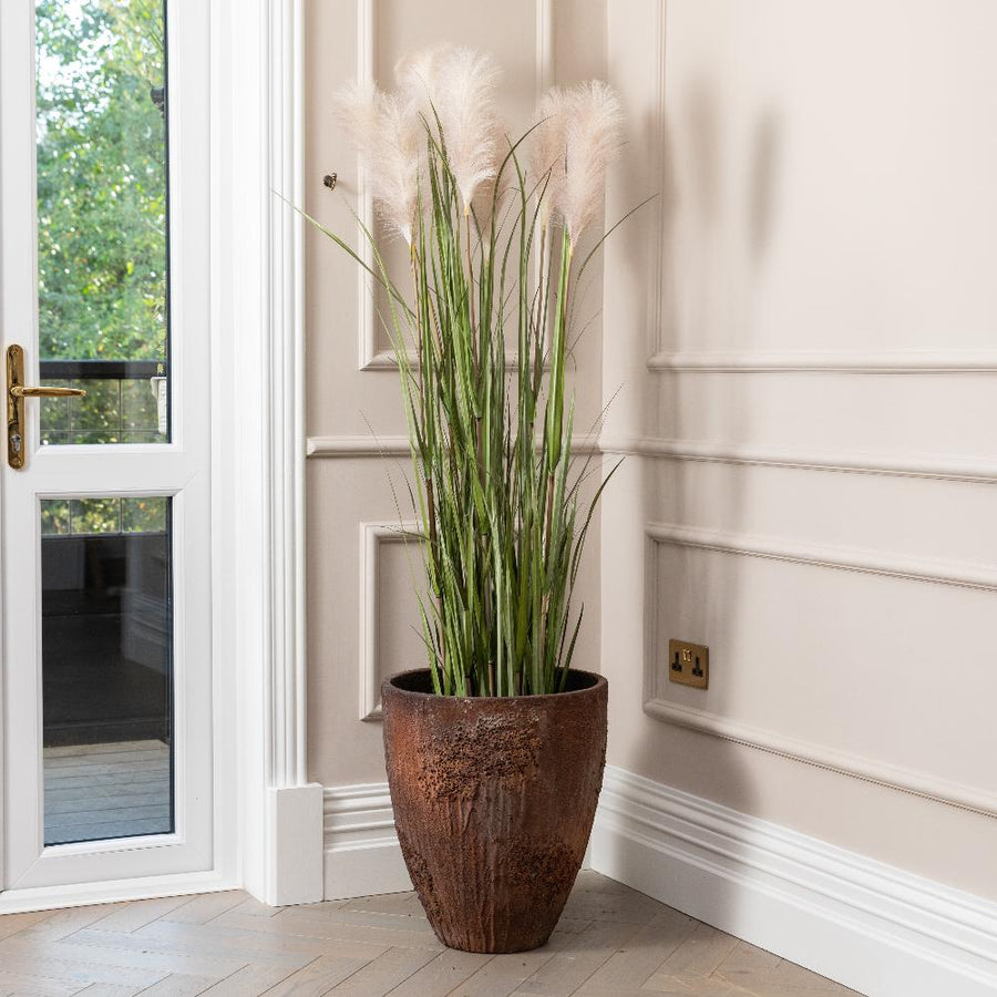Artificial Pampas Grass In Bernd Imperial Brown Planter