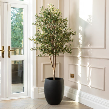 Artificial Olive Tree UV/IFV in Black Planter