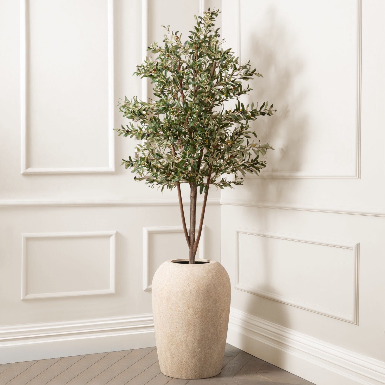 Artificial Olive Tree UV/IFV in Lena Beige Planter