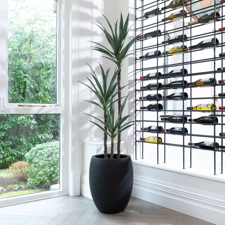 Artificial Yucca Tree UV/IFV in Black Planter